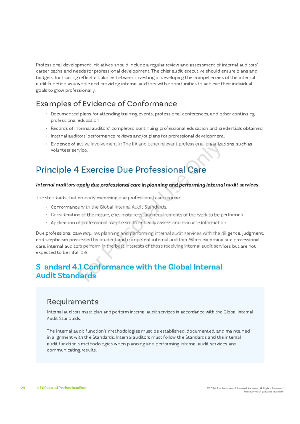 Professional Development and Due Care in Internal Auditing (IA 101 ...