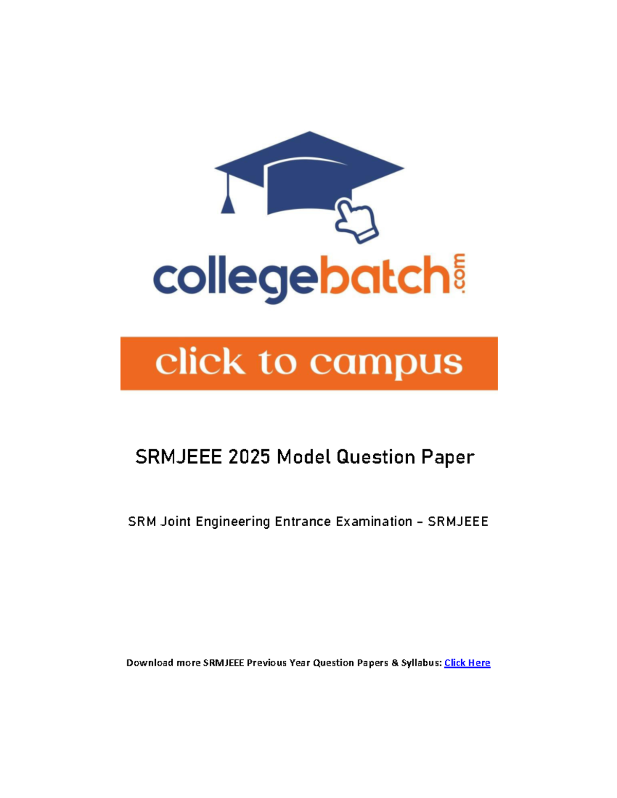 Srmjeee 2025 Model Question Paper - SRMJEEE 2025 Model Question Paper ...