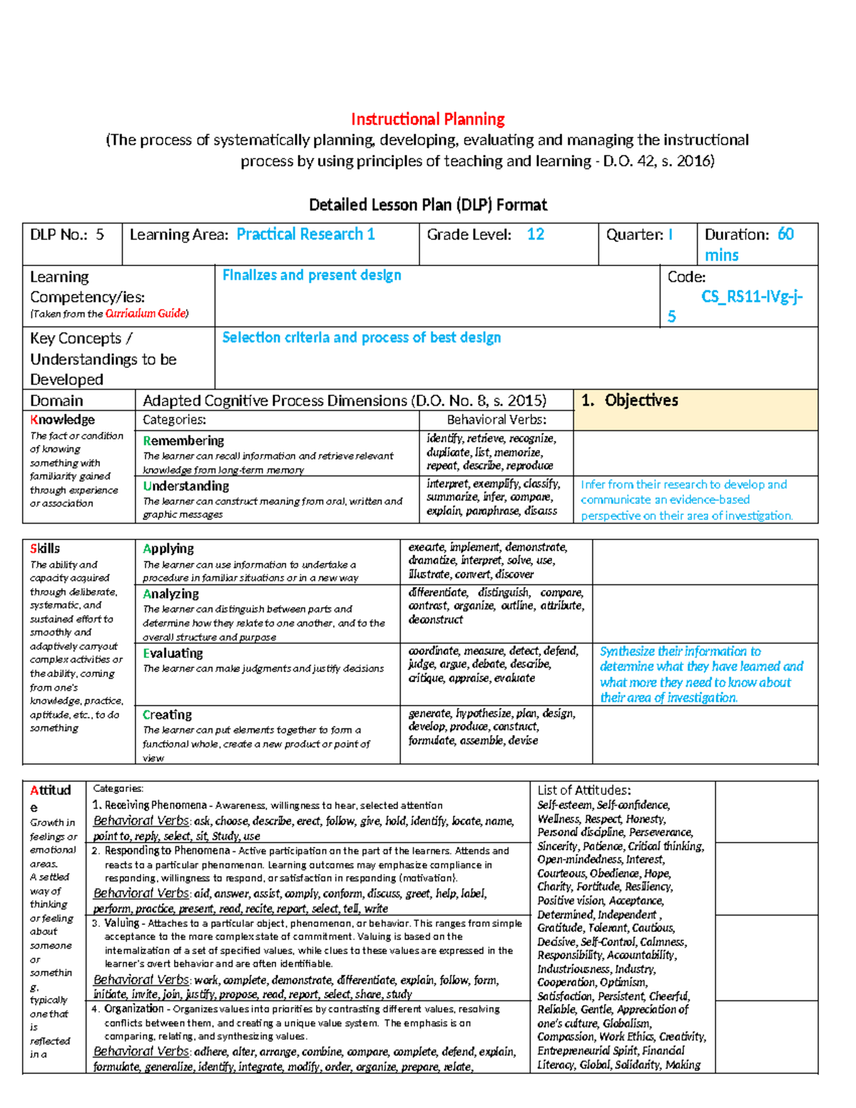 Detailed Lesson Plan Format for Practical Research 1 (DLP No. 5) - Studocu