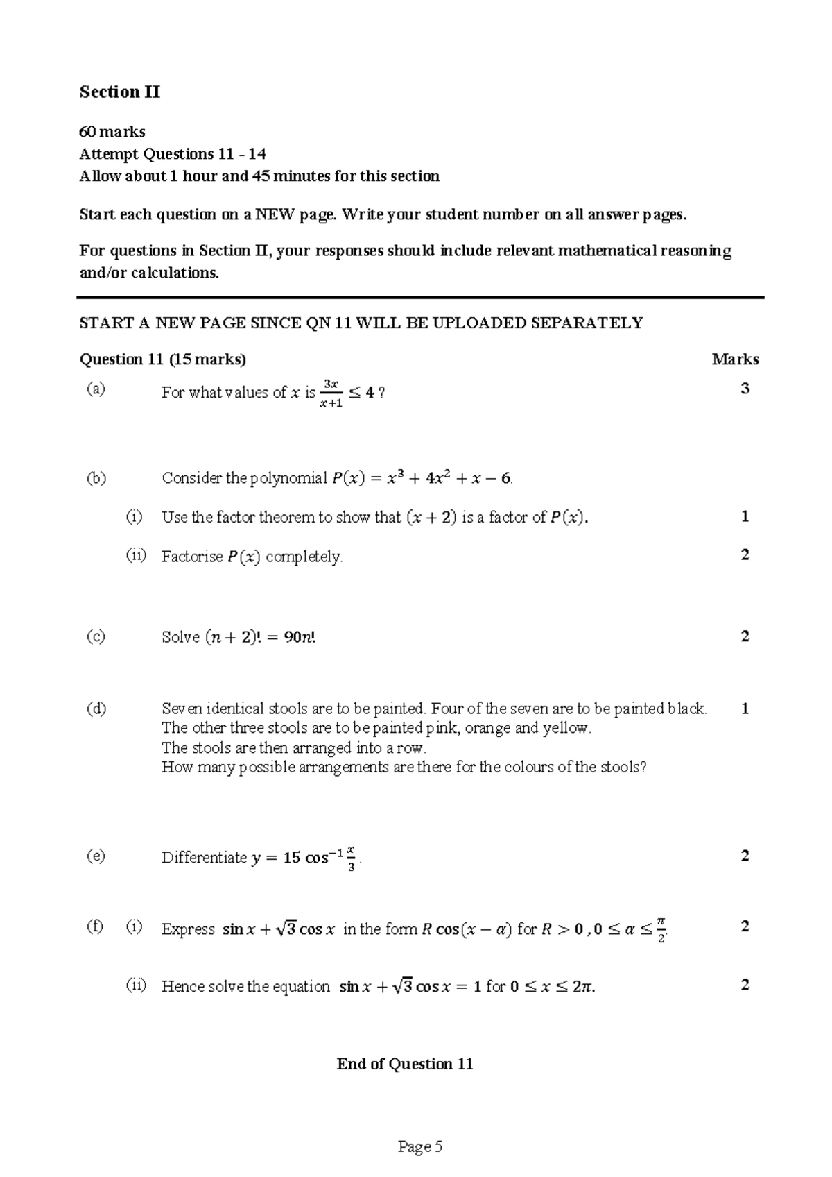 2022 HSC Mathematics Extension 1 Trial Exam Solutions (X1) - Studocu