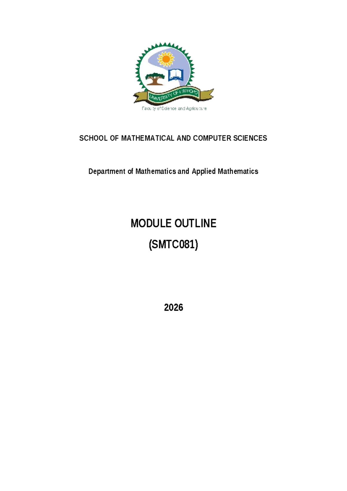 SMTC081 General Topology Module Outline 2026 - Studocu