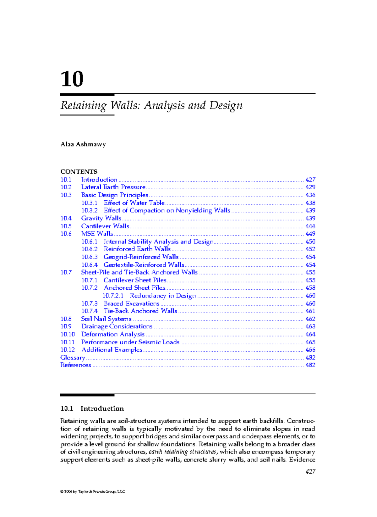 Chapter 10: Analysis & Design of Retaining Walls (ENG 101) - Studocu