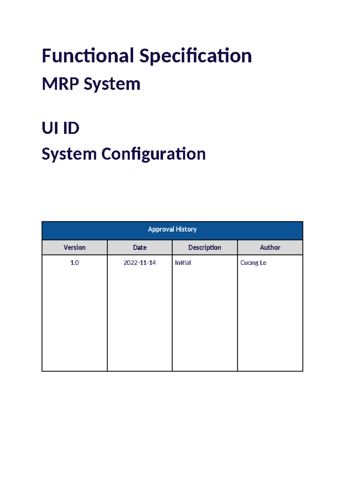 6. System Configuration - Functional Specification MRP System UI ID ...