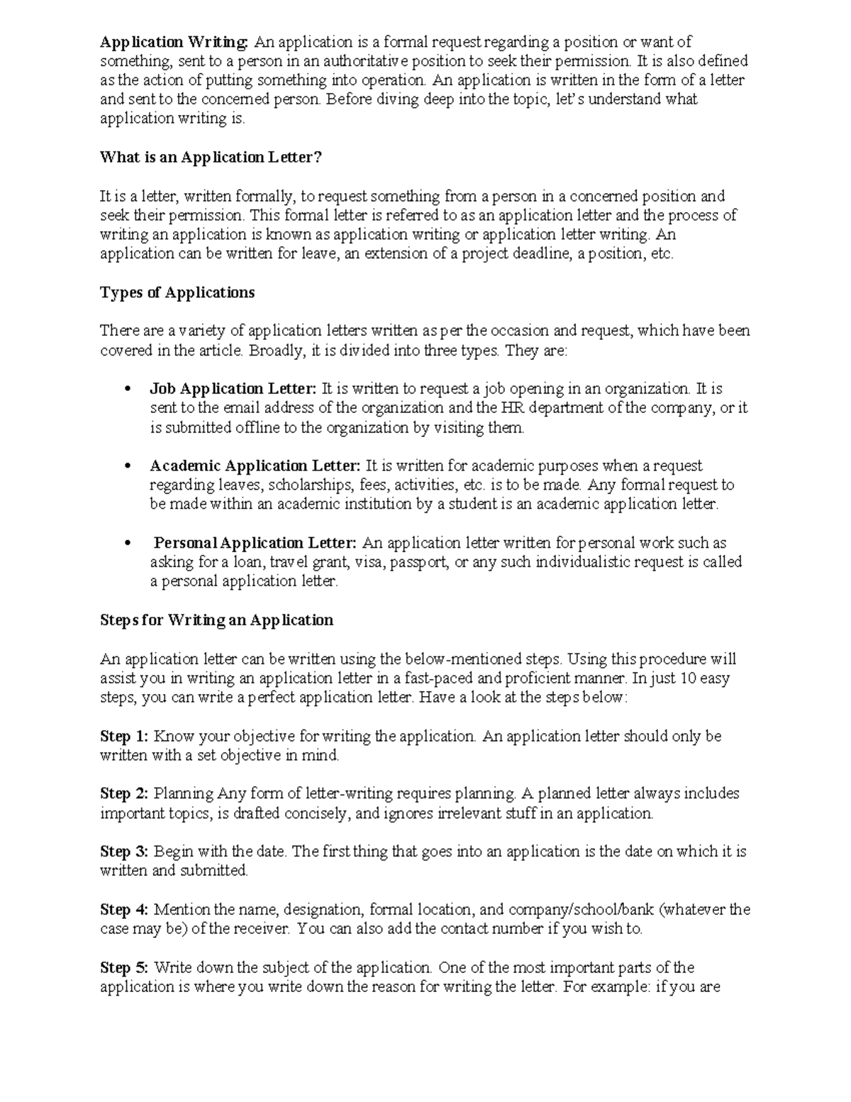 Application Writing: A Guide to Crafting Effective Application Letters ...