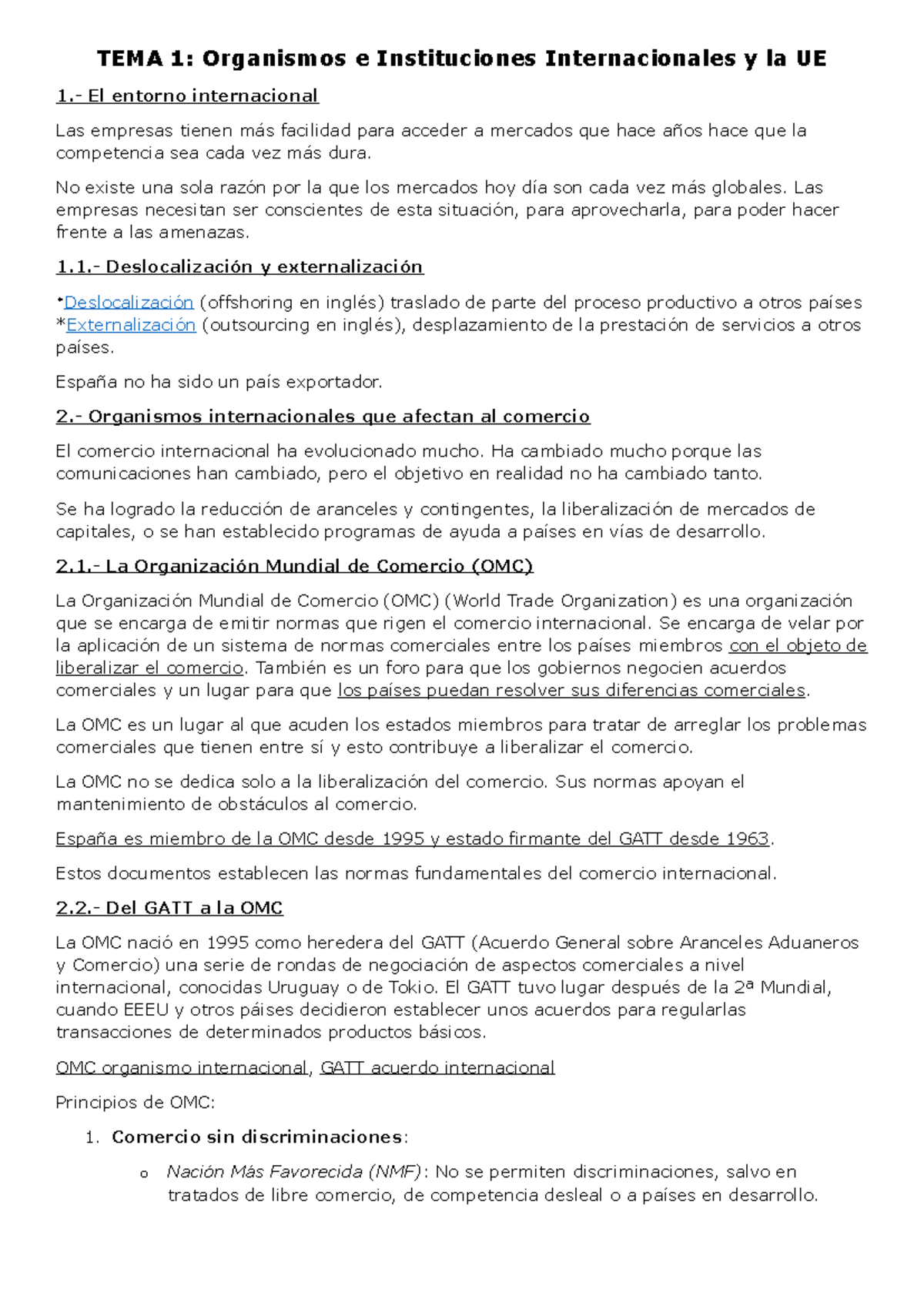 TEMA 1: Organismos e Instituciones Internacionales y la UE - Análisis y ...