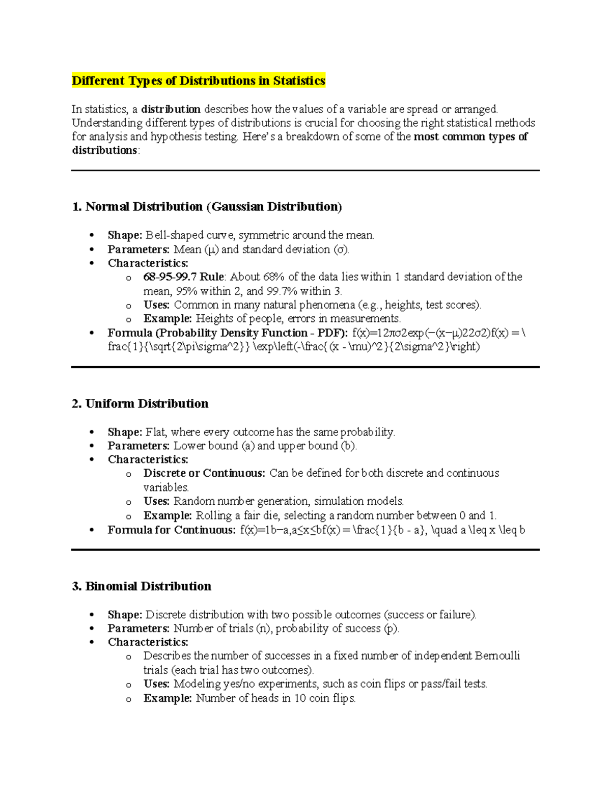 Basic Stats - Different Types of Distributions in Statistics (STAT101 ...