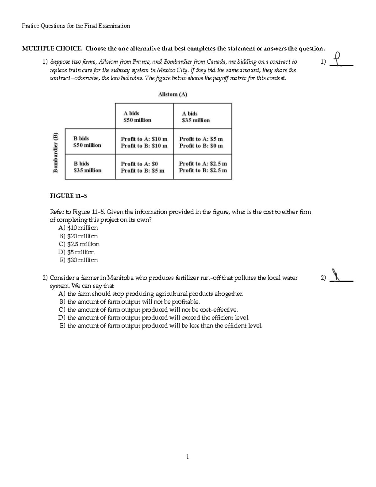 Practice Questions for the Final Exam - ECON 101 - Studocu