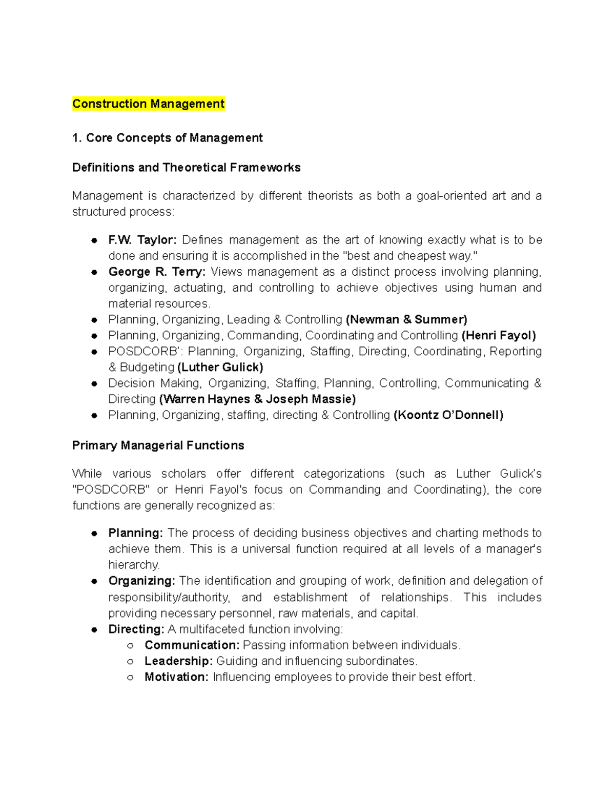 Construction Management 1: Core Concepts and Project Management ...
