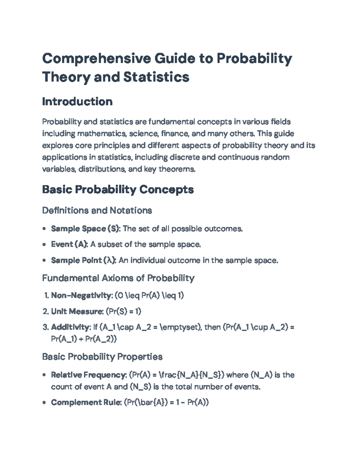 Probability Theory and Its Applications in Statistics - Comprehensive ...