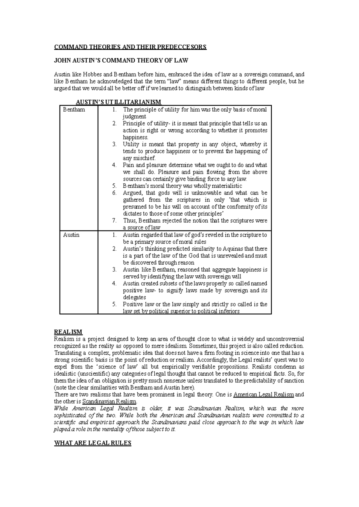 Juris compilation - Notes - COMMAND THEORIES AND THEIR PREDECCESORS ...