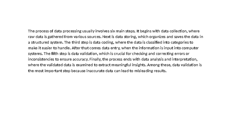 Data Processing Steps: Collection to Analysis (Unit 4) - Studocu