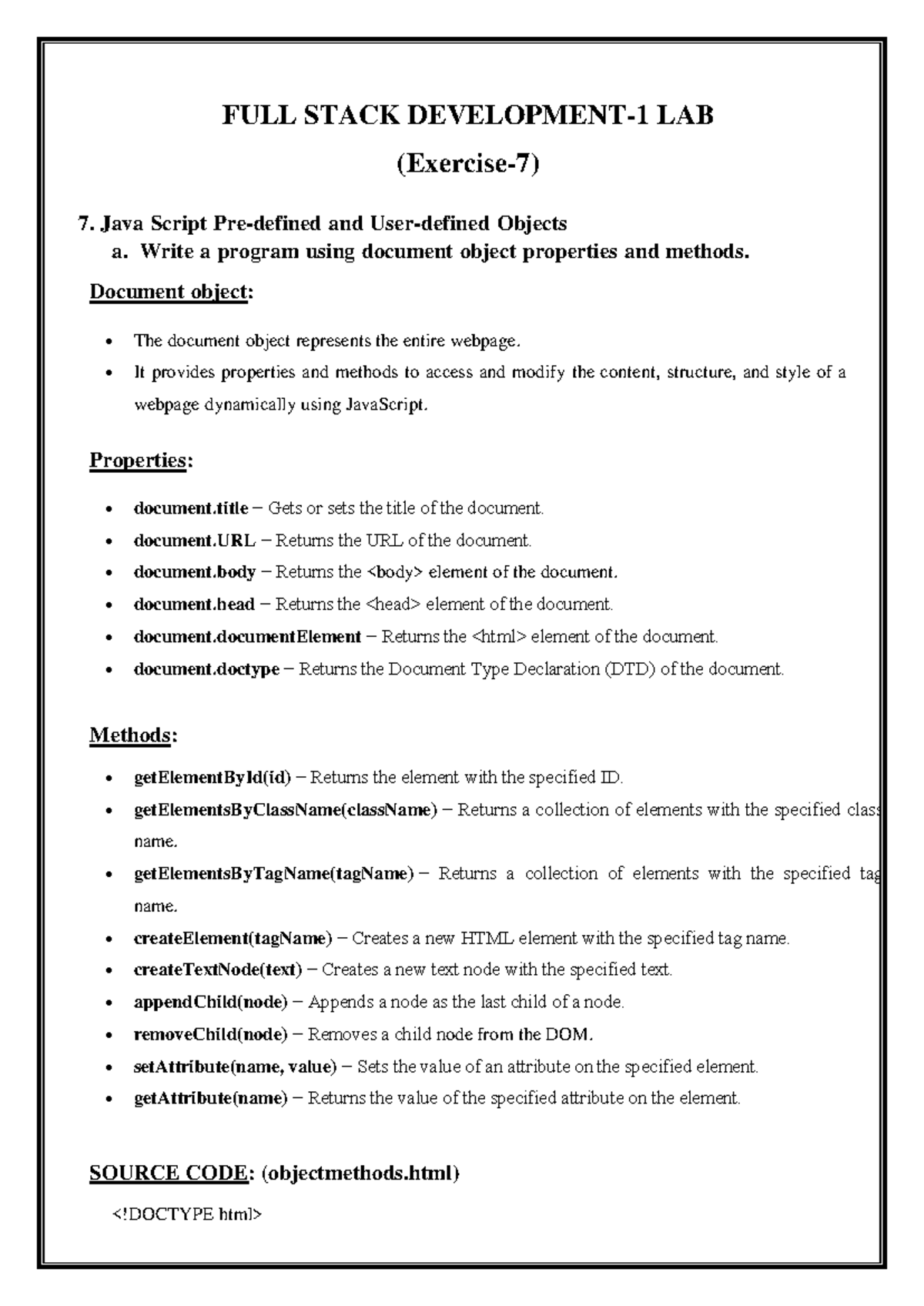 FSD-1 Lab Exe-7 - lab course - FULL STACK DEVELOPMENT-1 LAB (Exercise ...