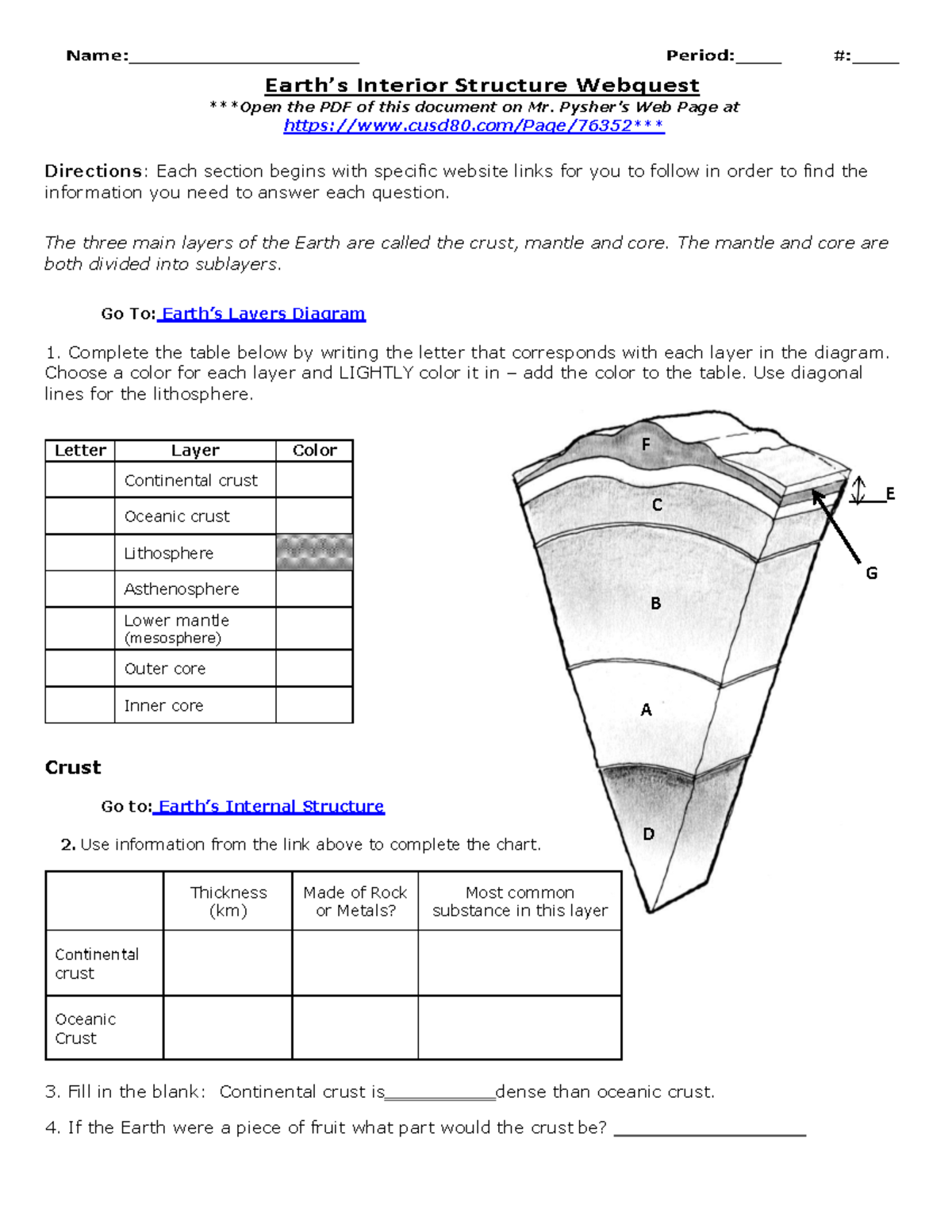 Earth Layers Webquest 2: Exploring Earth's Interior Structure - Studocu