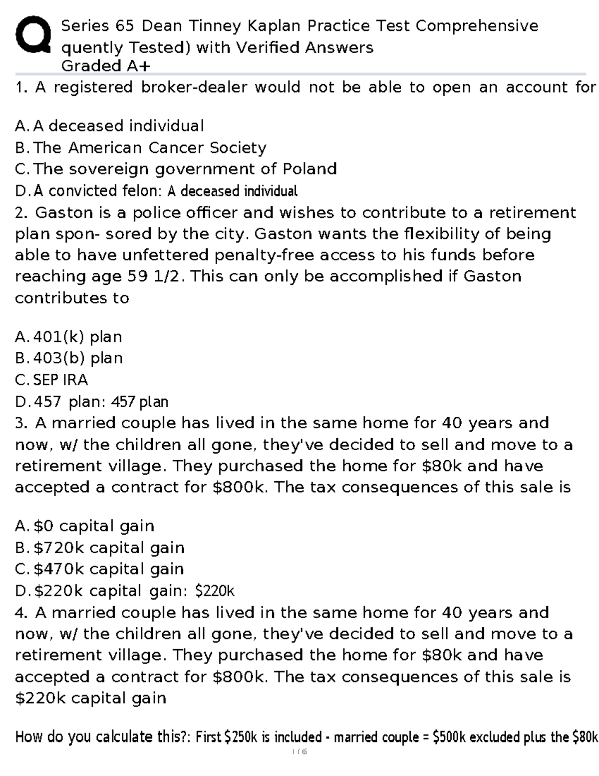 Series 65 Dean Tinney Kaplan Practice Test: Comprehensive Q&A with ...