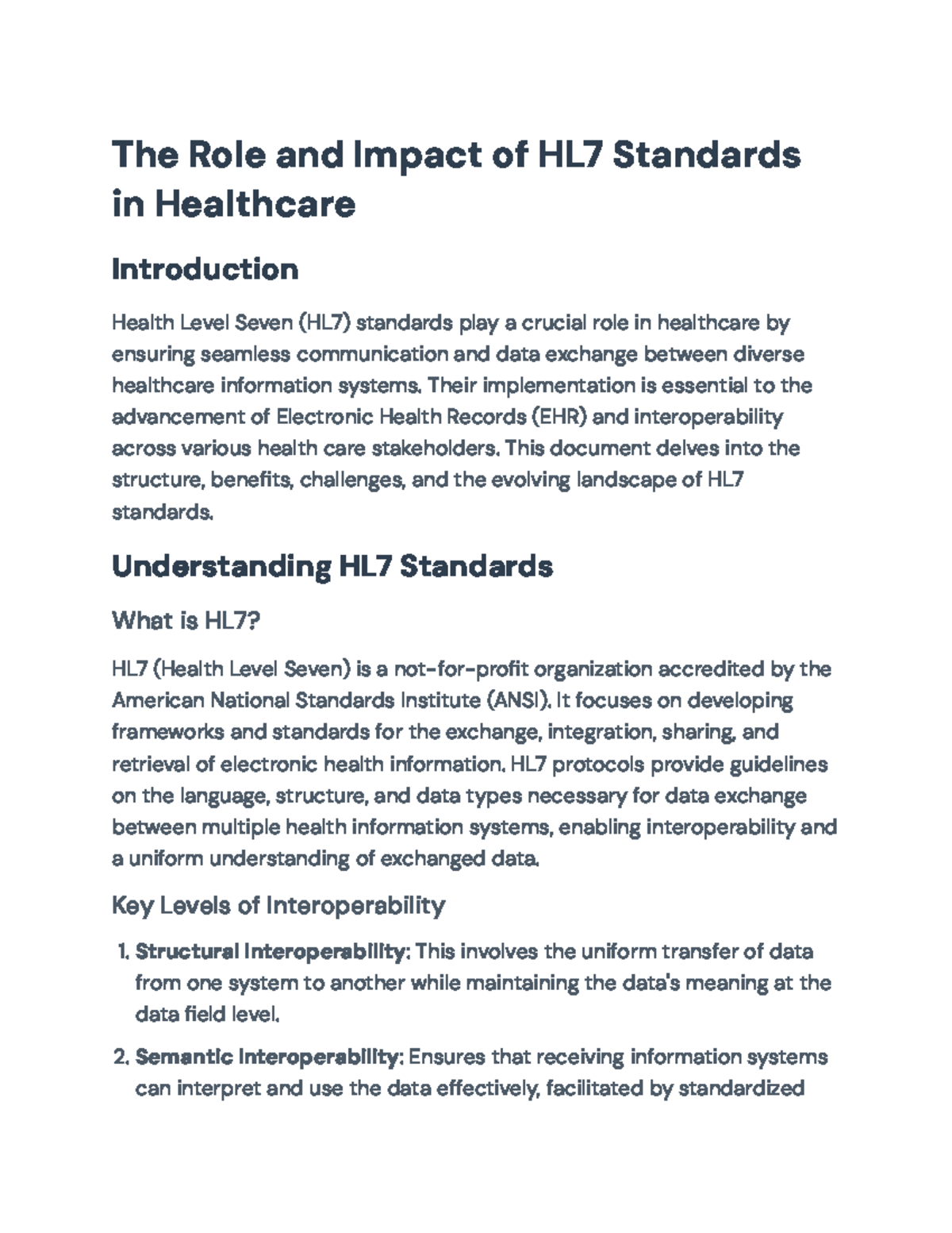 The Role and Impact of HL7 Standards in Healthcare: A Comprehensive ...