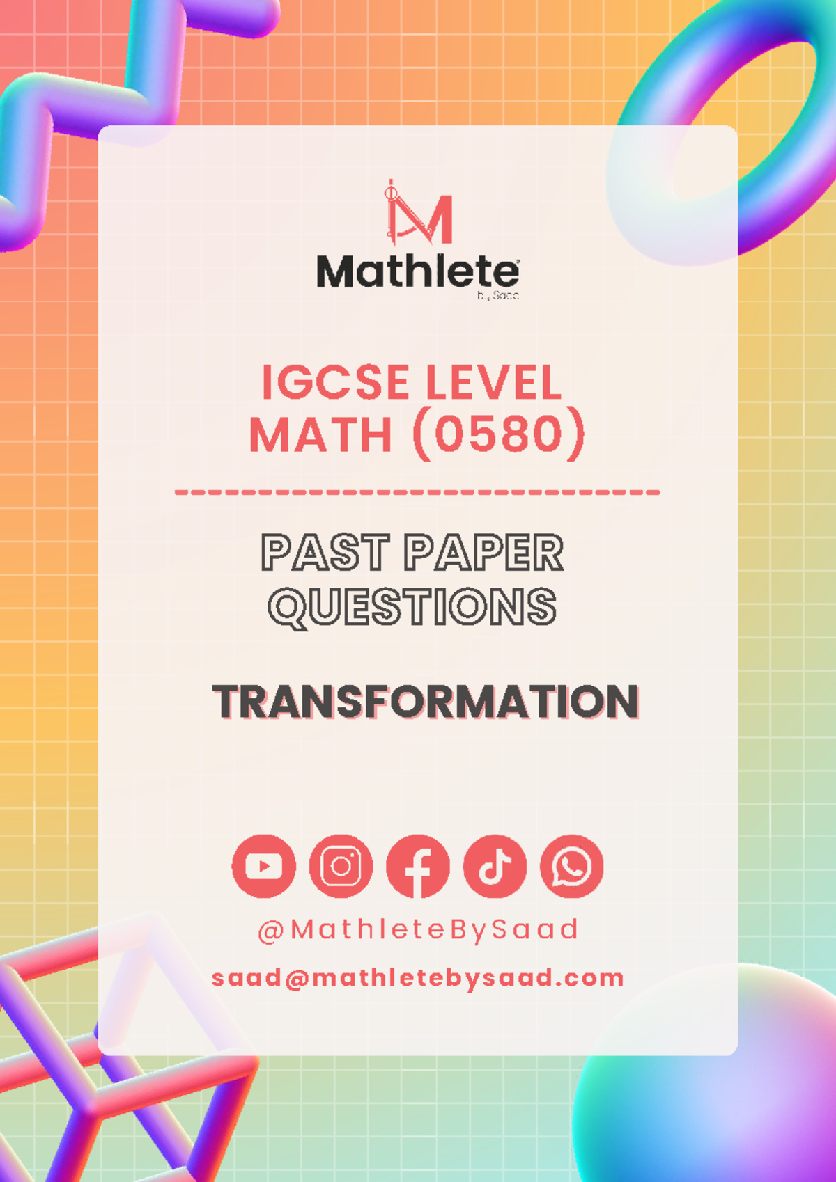 IGCSE MATH (0580) PAST PAPER TRANSFORMATION QUESTIONS & SOLUTIONS - Studocu