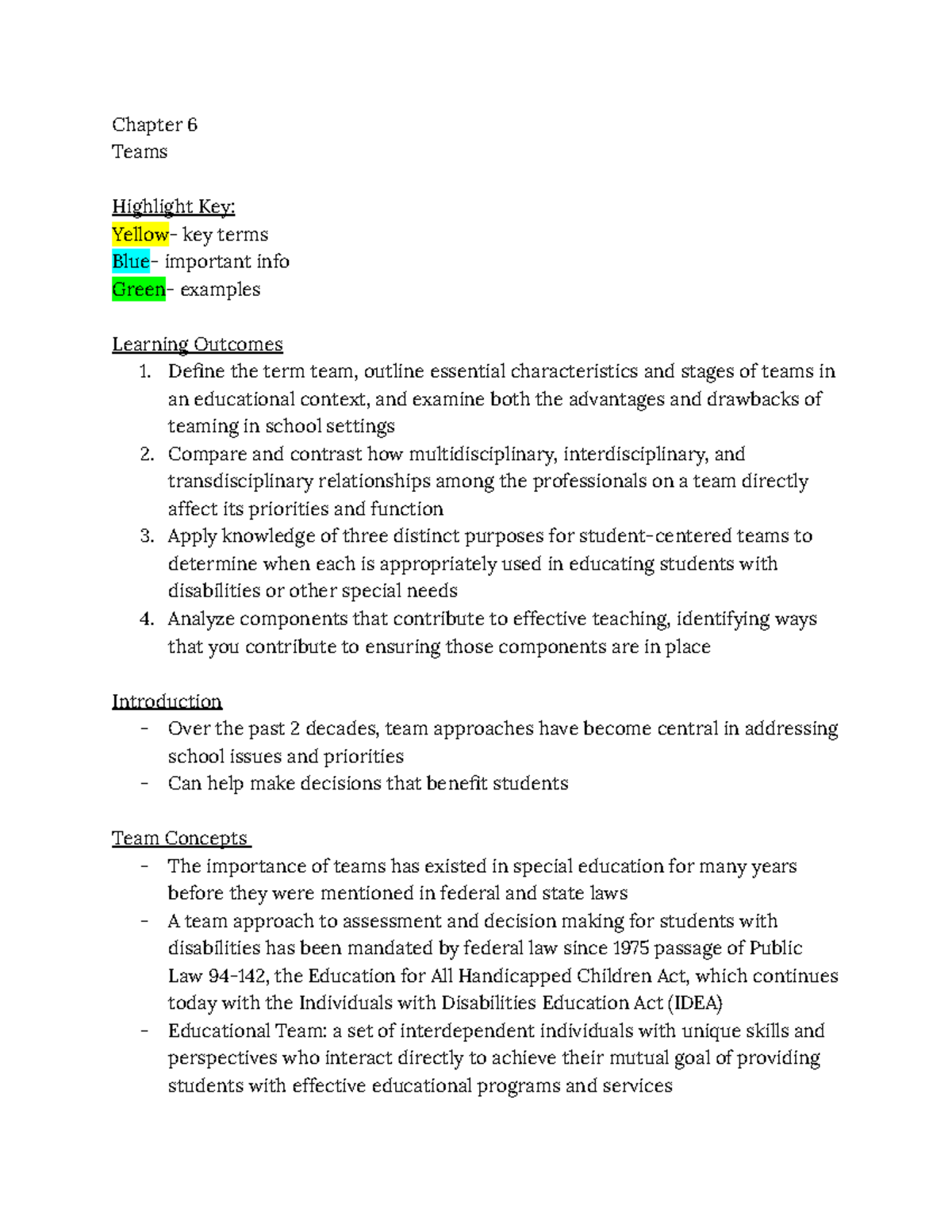 Chapter 6: The Role of Teams in Education and Student Support - Studocu