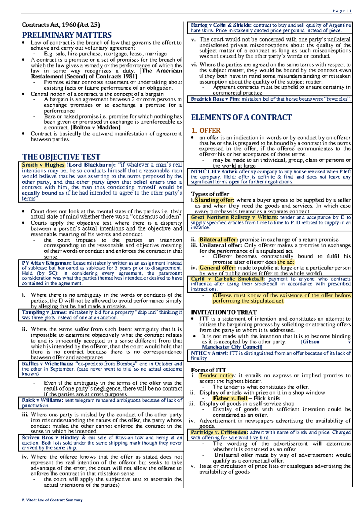 Contract Law Case Briefs 2: Key Concepts and Case Summaries - Studocu
