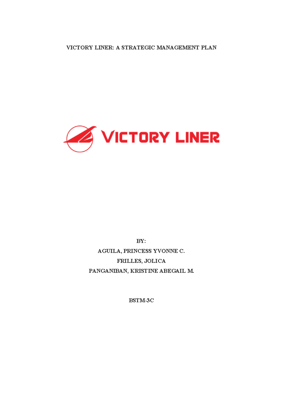 Strategic Management Plan for Victory Liner: KPI & Evaluation Framework ...