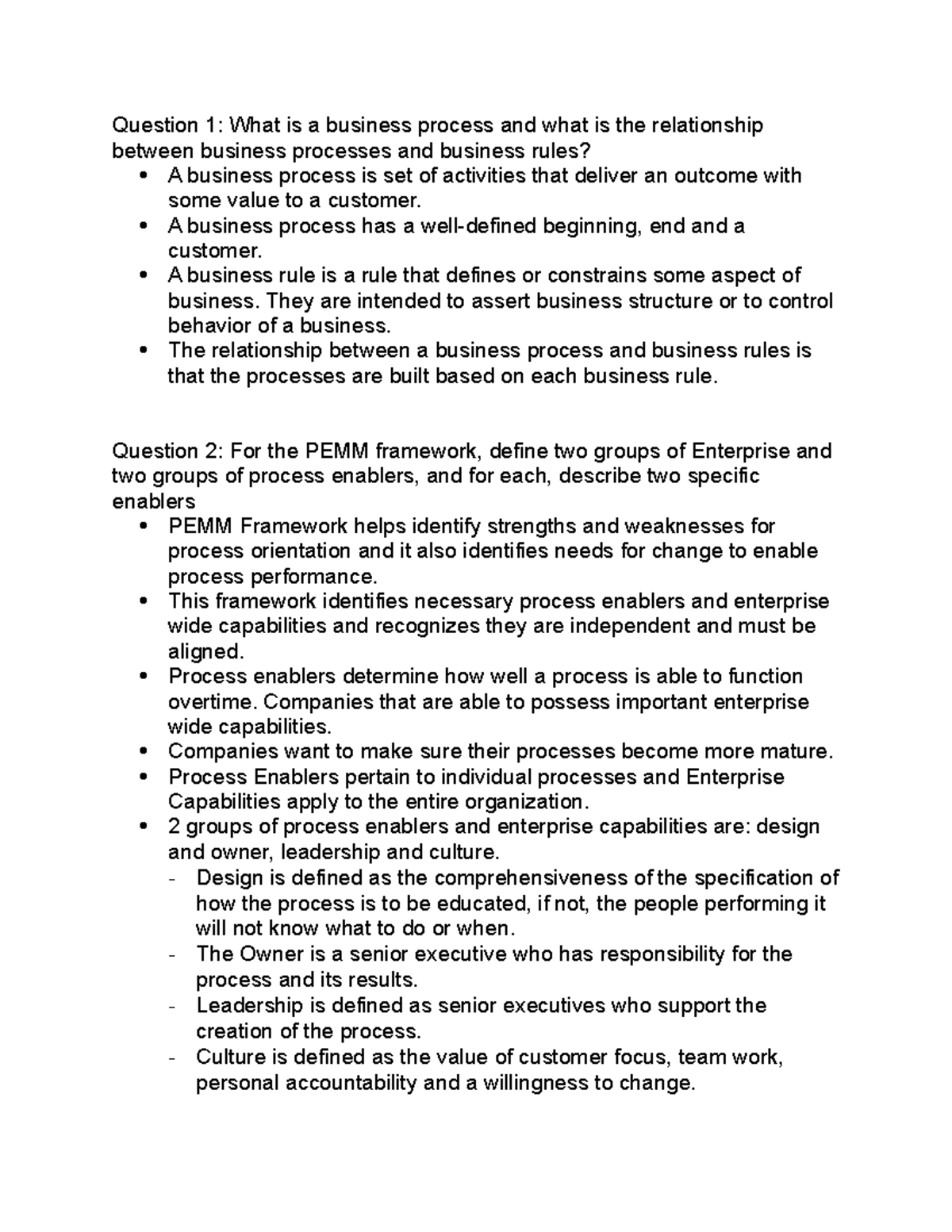 Business Processes MGT 301 Midterm Exam Study Guide - Studocu