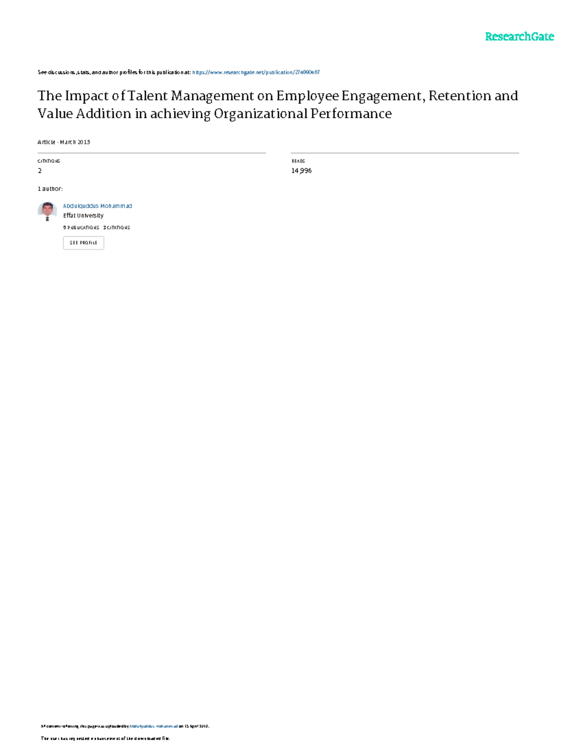 The Impact of Talent Management on Employee Engagement Retention and ...