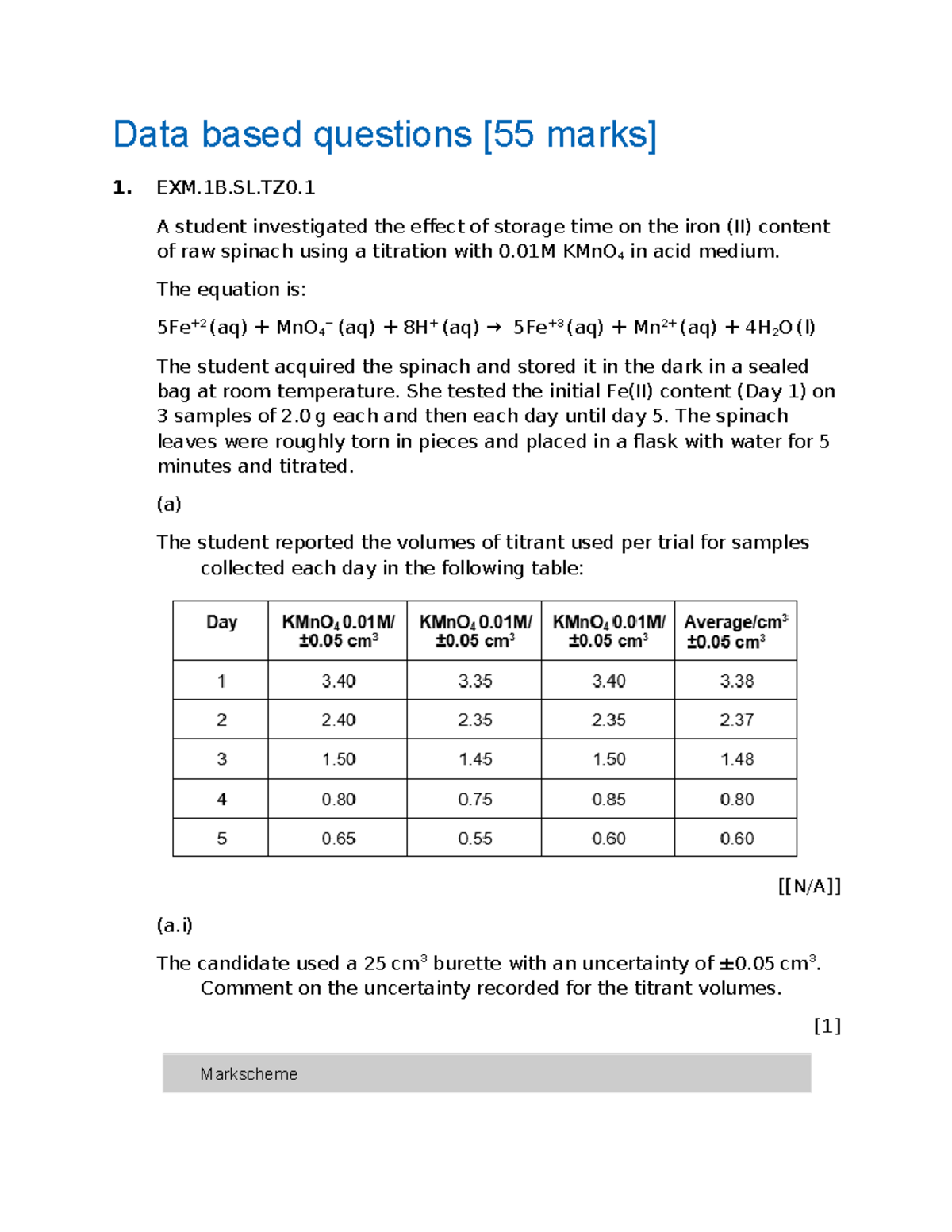 Data-Based Questions on Iron and Ascorbic Acid Content - EXM.1B.SL.TZ0 ...