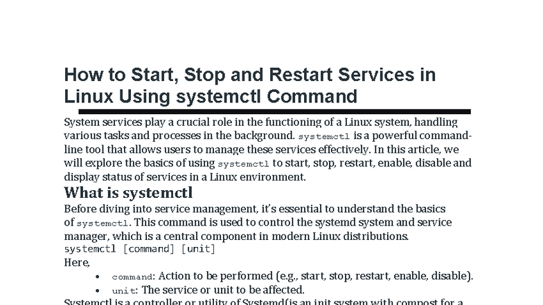 Chapter 4 - Managing Linux Services with systemctl Command - Studocu