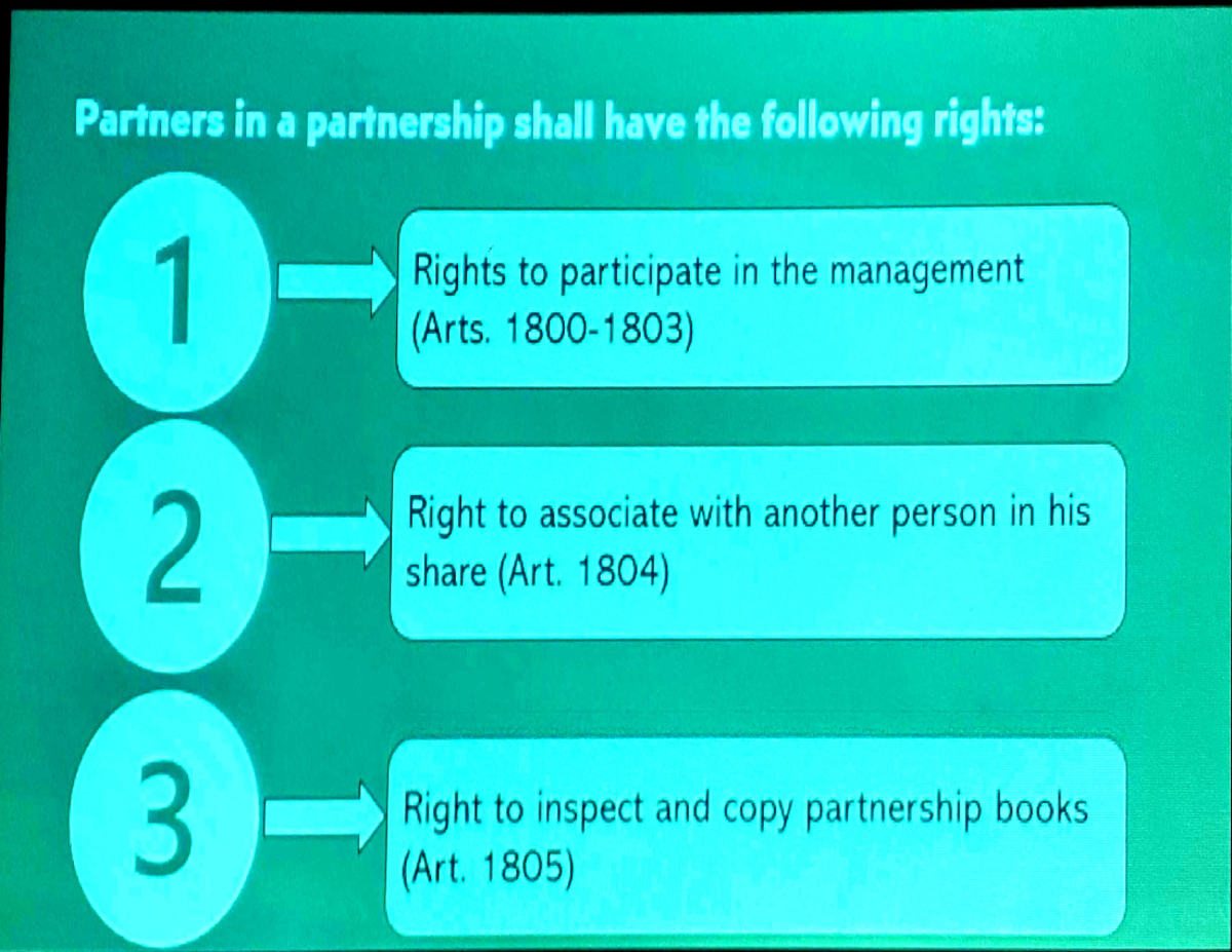 Partnership Rights and Management Rules (Art. 1801-1830) - Studocu