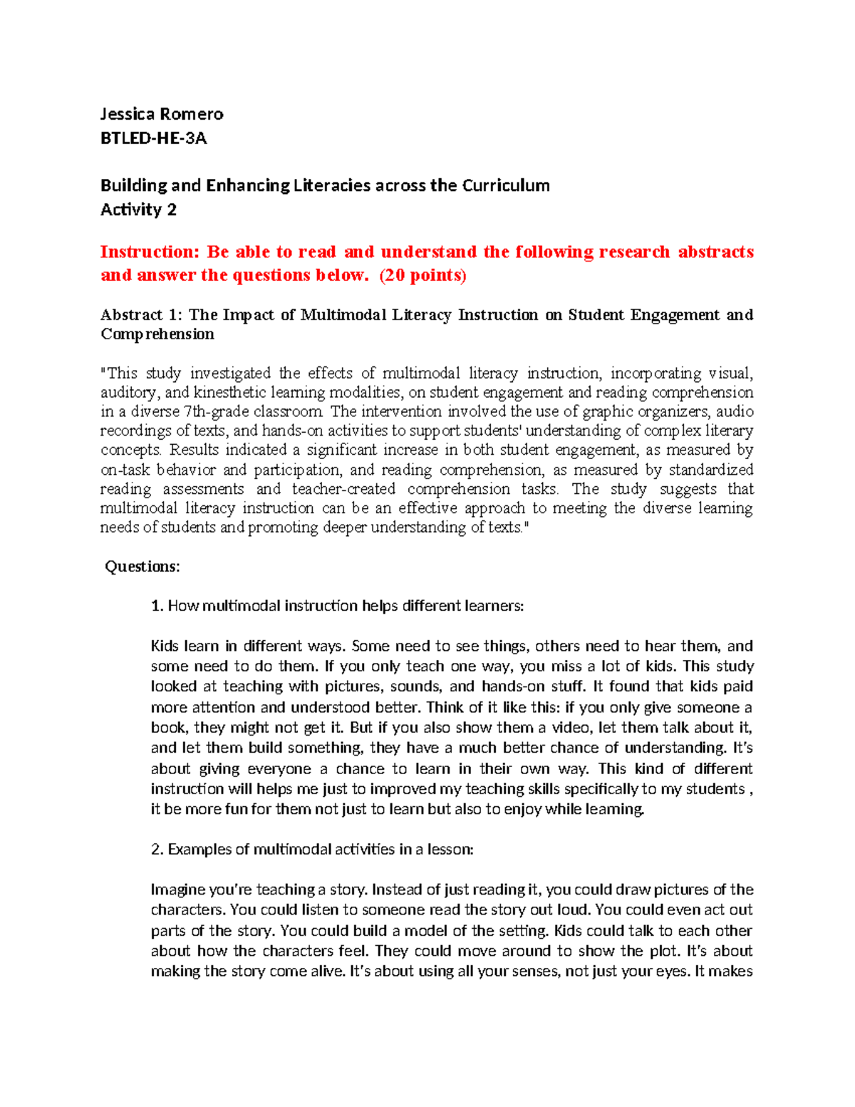 EDU 301: Building Multimodal & Critical Literacies - Activity 2 ...
