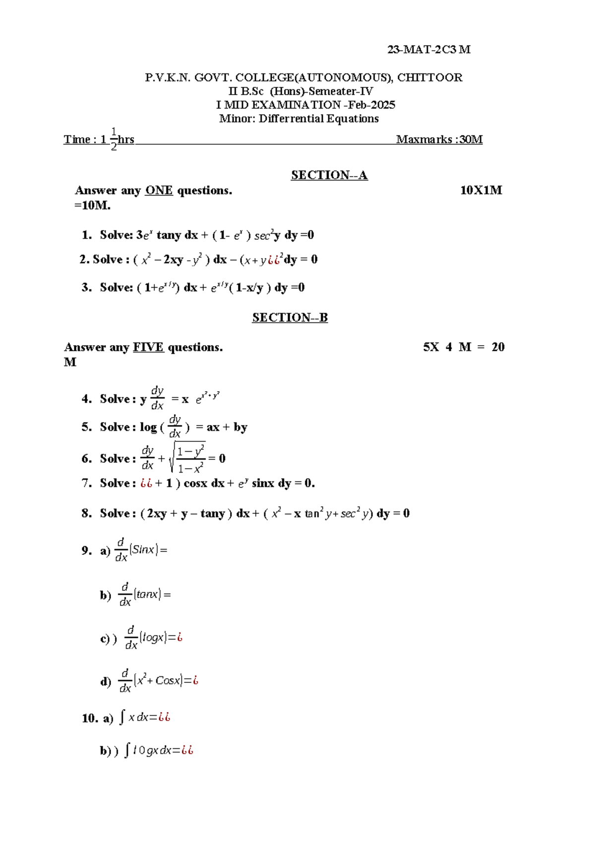 23-MAT-2C3 Mid Exam - Differential Equations Notes - Studocu