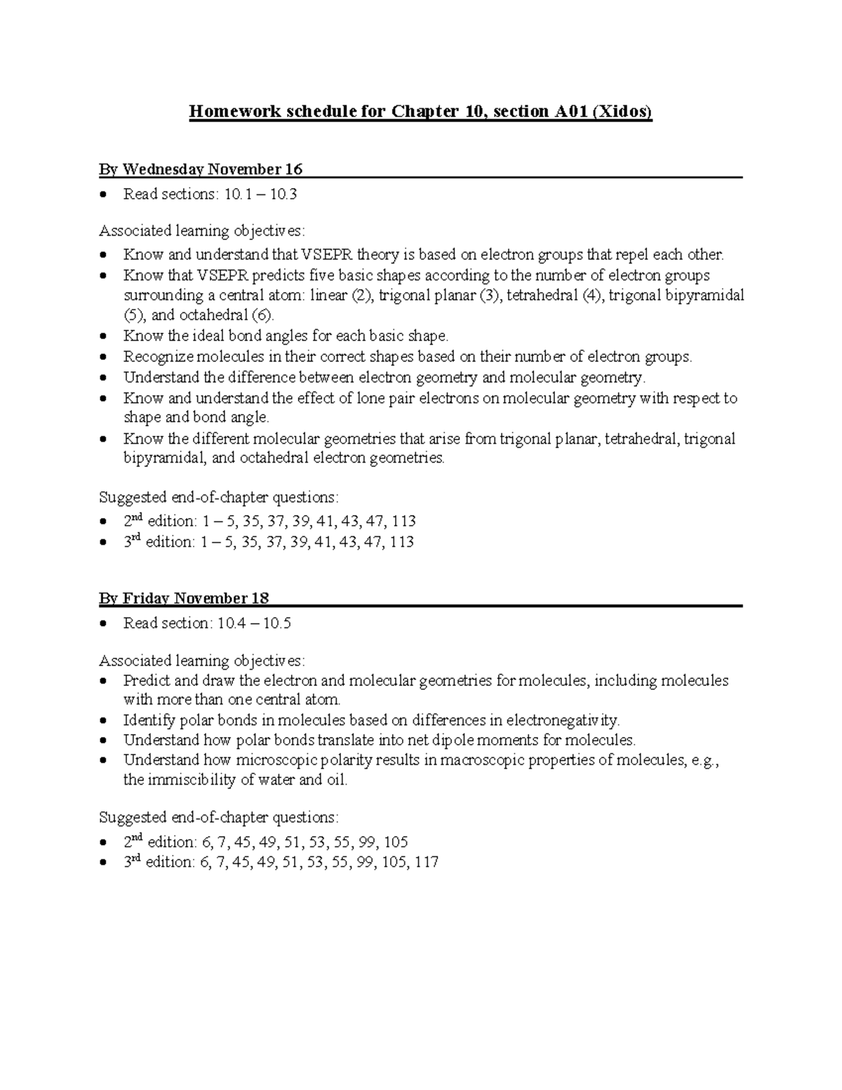 Chapter 10-homework - Suggested Homework - Homework schedule for ...