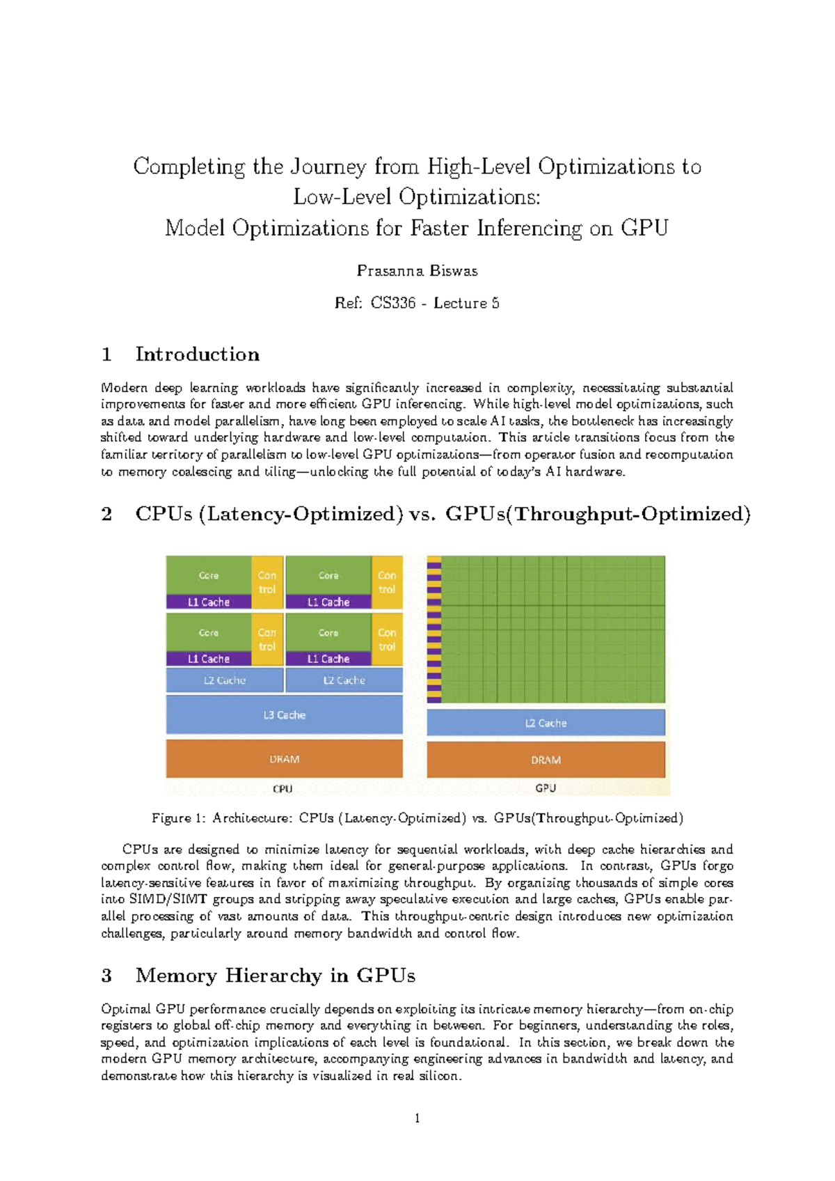 CS336 Lecture 5: GPU Model Optimizations for Faster Inferencing - Studocu