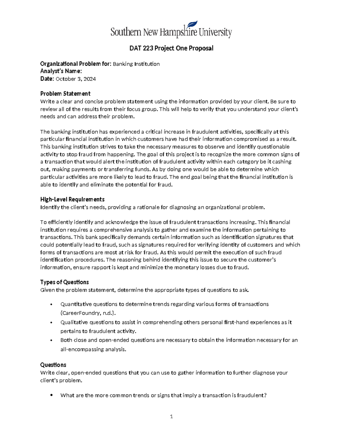 DAT 223 Project One Proposal Studuco - DAT 223 Project One Proposal ...