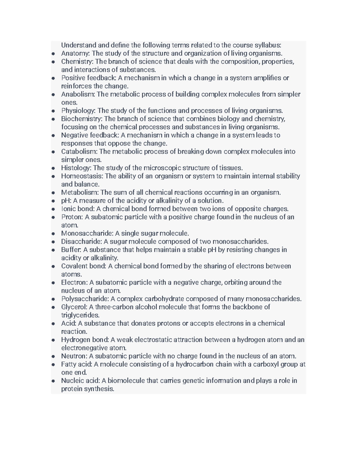 Bio 101 Final Exam Study Guide: Key Terms and Concepts - Studocu
