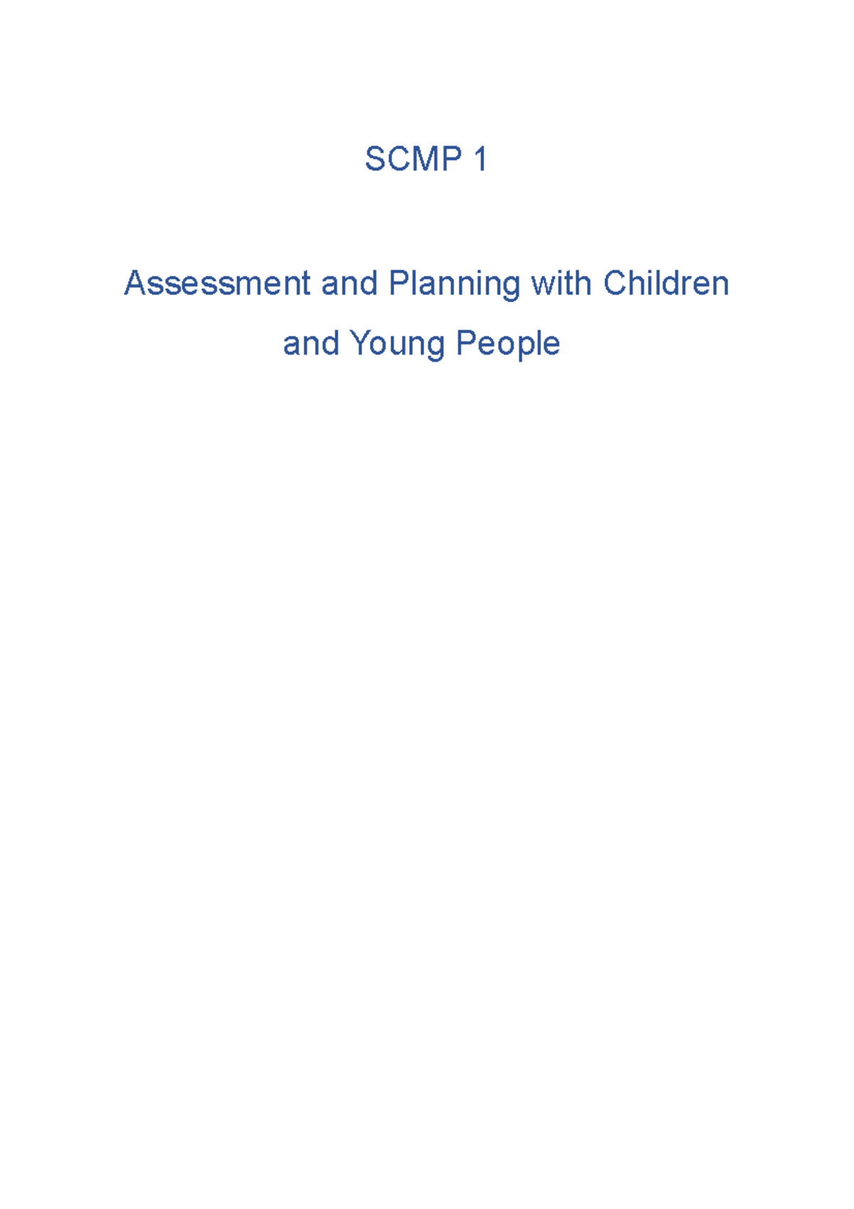 SCMP 1 Assessment & Planning Strategies for Children & Young People ...