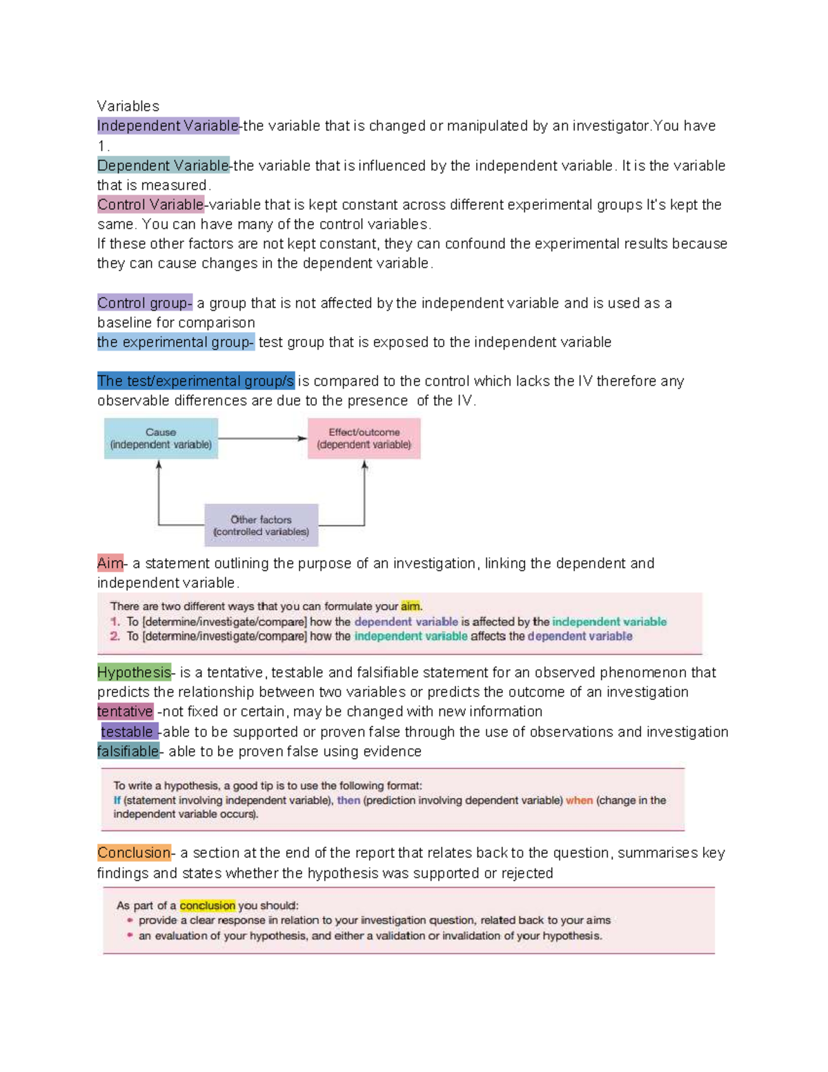 Bio notes topic 5 - jac textbook - Variables Independent Variable-the ...