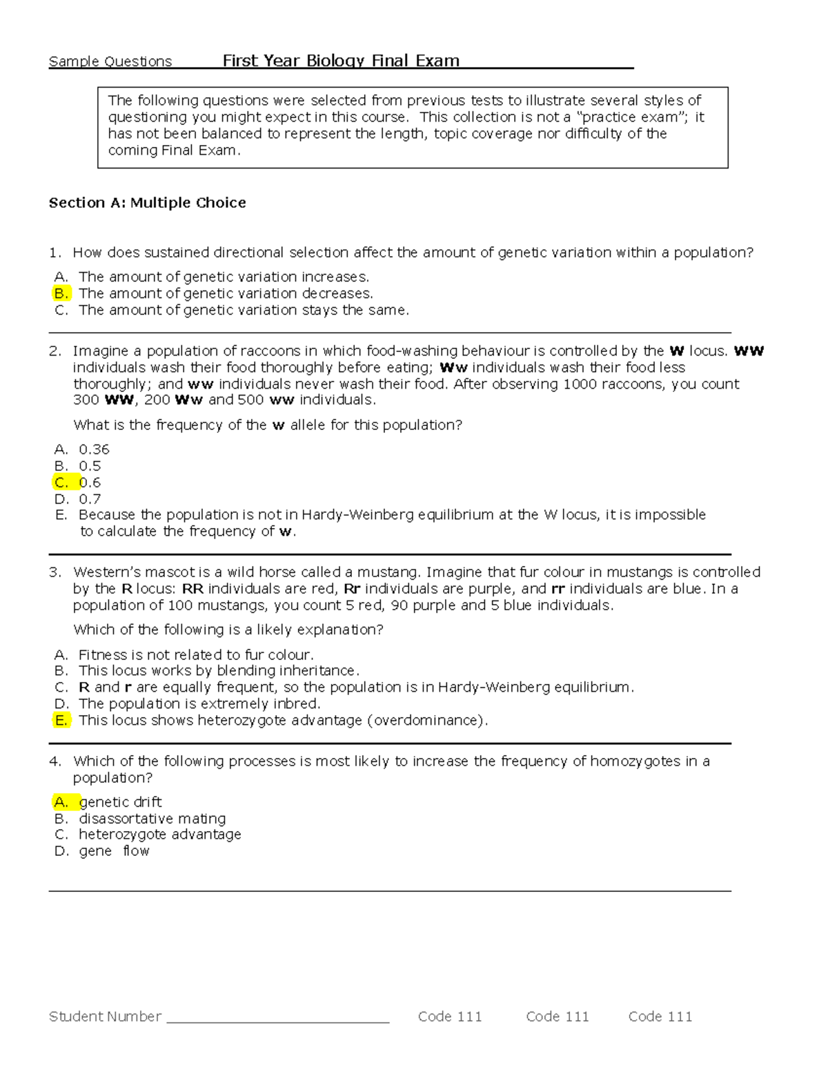 2017 BIOL 101 Final Exam Sample Questions and Answers - Studocu