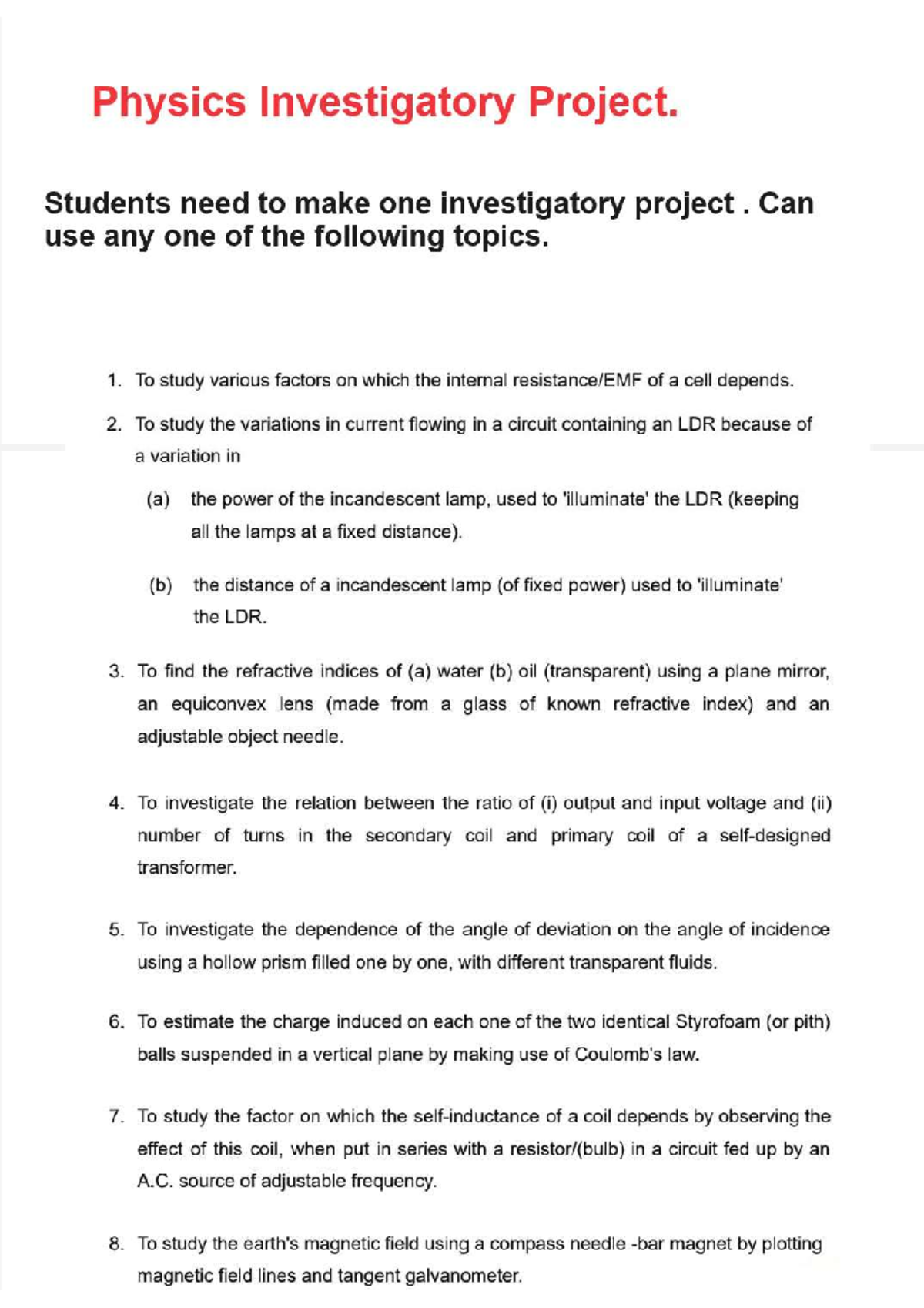 Investigatory Project Physics - Physics Investigatory Project. Students ...