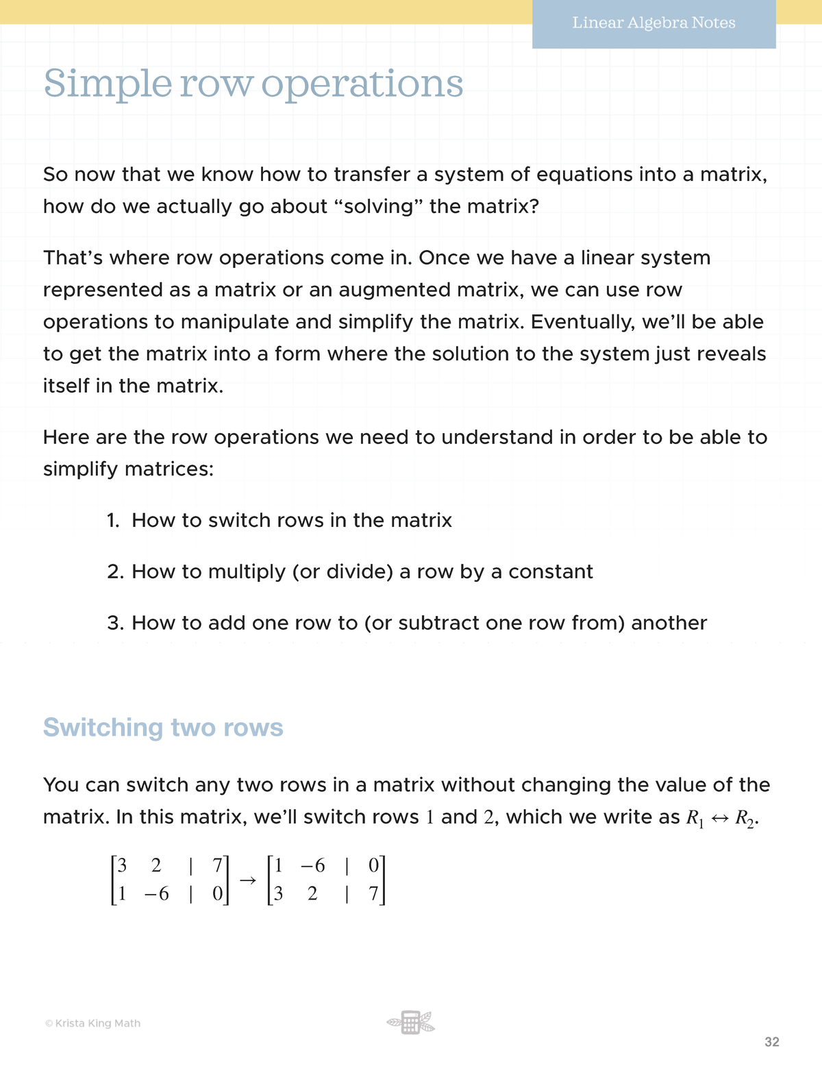 15 - Simple Row Operations in Matrix Algebra - Studocu