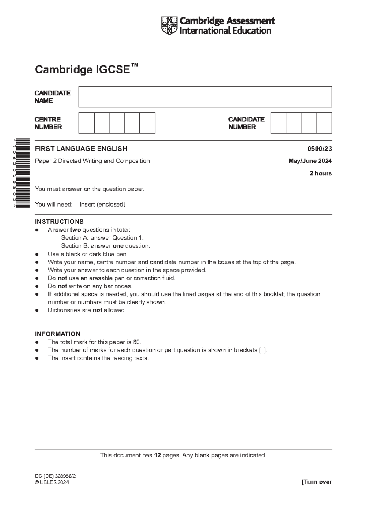 0500 s24 qp 23 - Practice Material for IGCSE First Language English ...