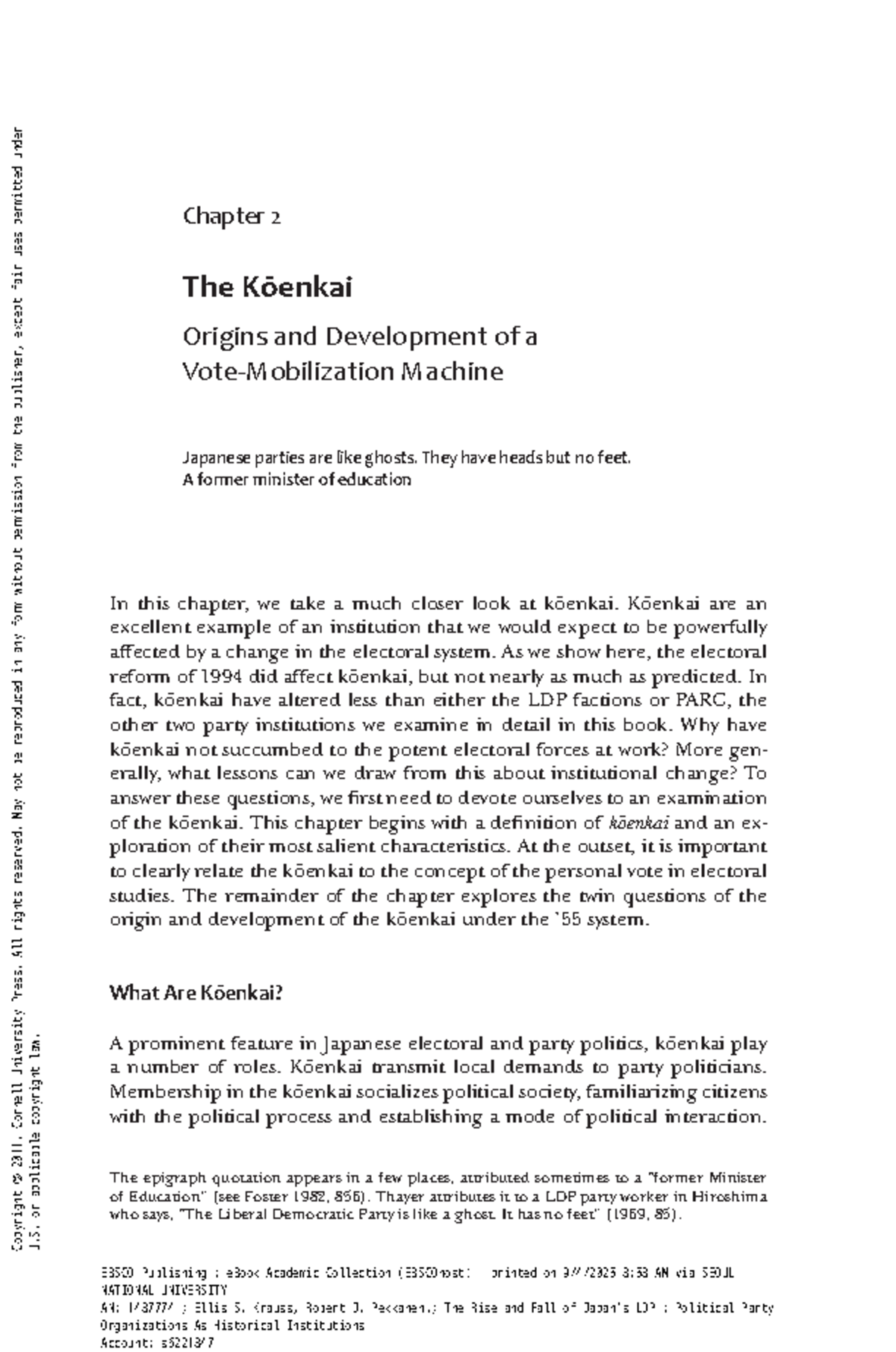 The Koenkai: Origins and Development of a Vote-Mobilization Machine ...