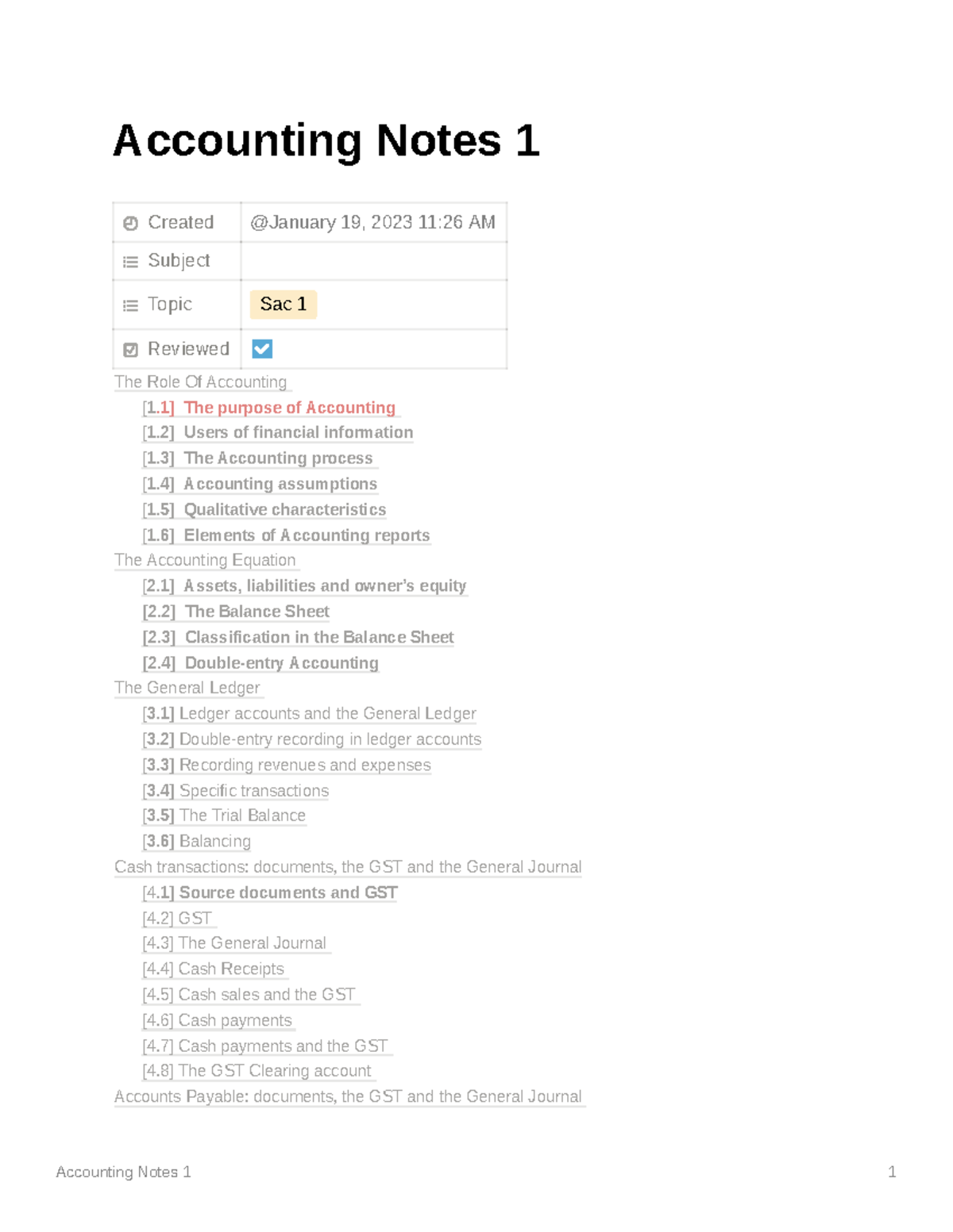 Accounting Notes 1: Understanding Key Concepts and Processes in ...