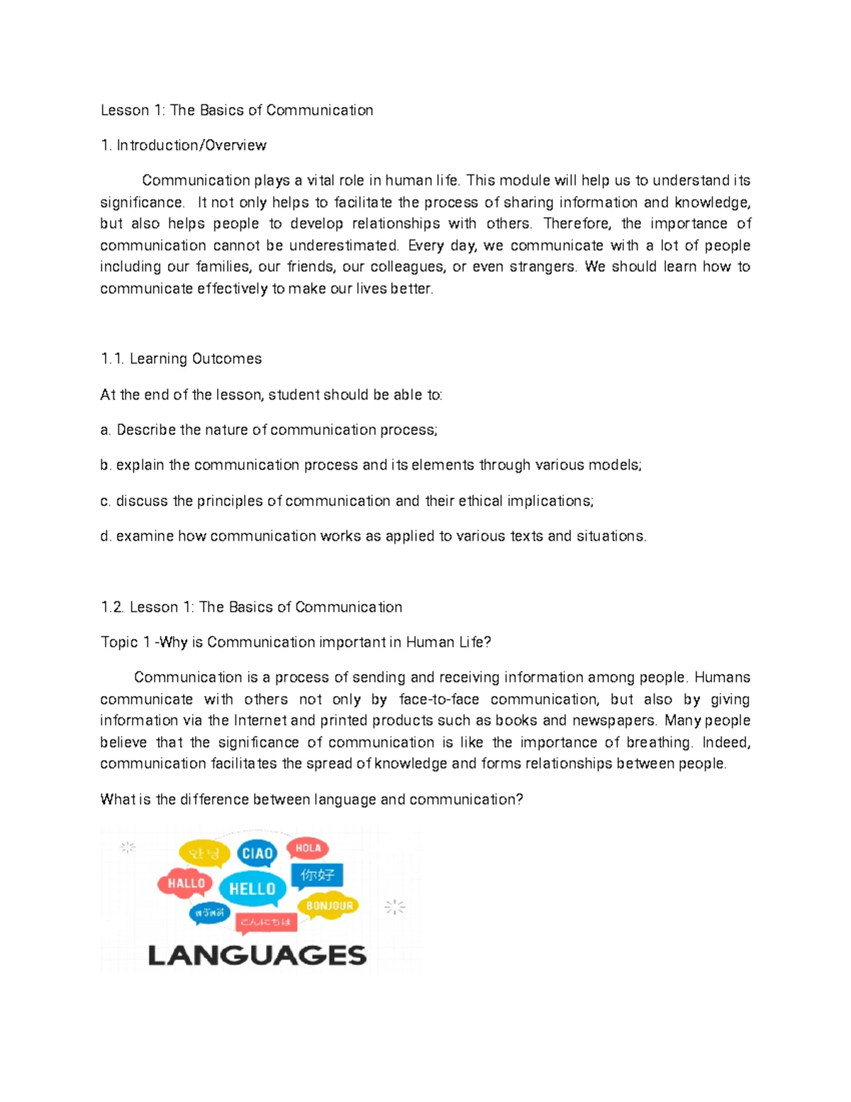Module 1 - Comm. Basics: Understanding the Process & Its elements - Studocu