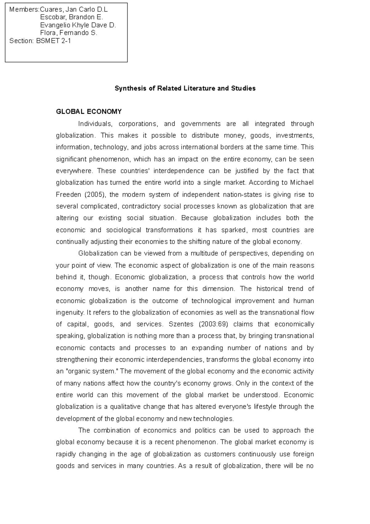 Short Review Article The Structure of Globalization 1 - Synthesis of ...