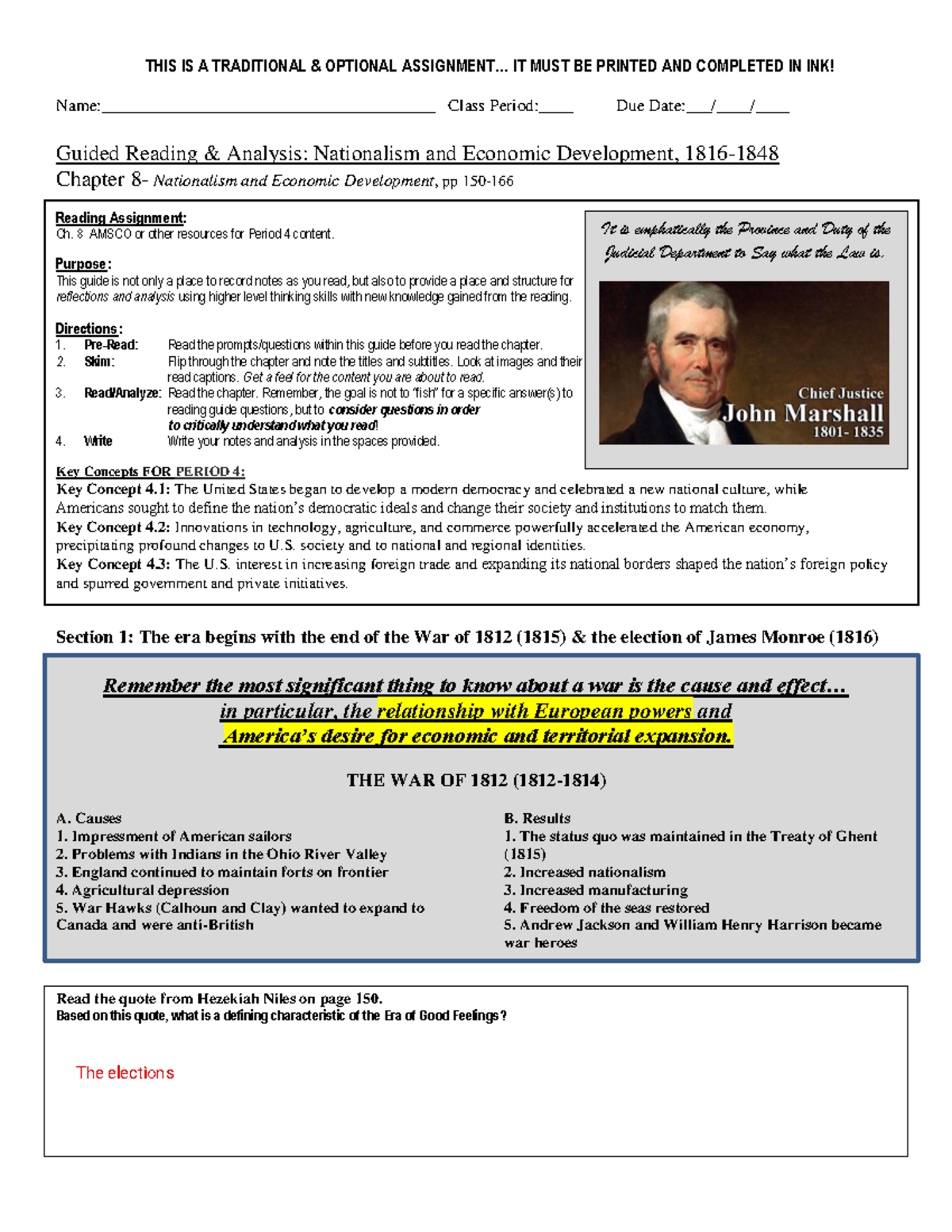 Amsco chapter 8 study guide Apush - It is emphatically the Province and ...