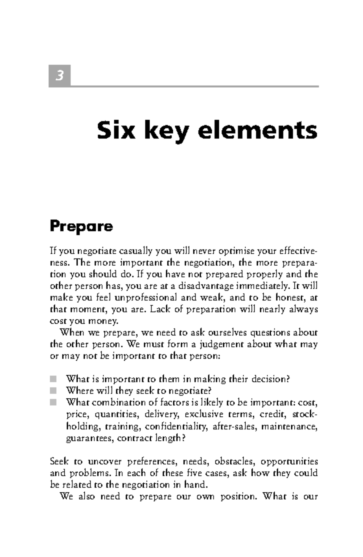 Chapter 3: Six Key Elements of Effective Negotiation Strategies - Studocu