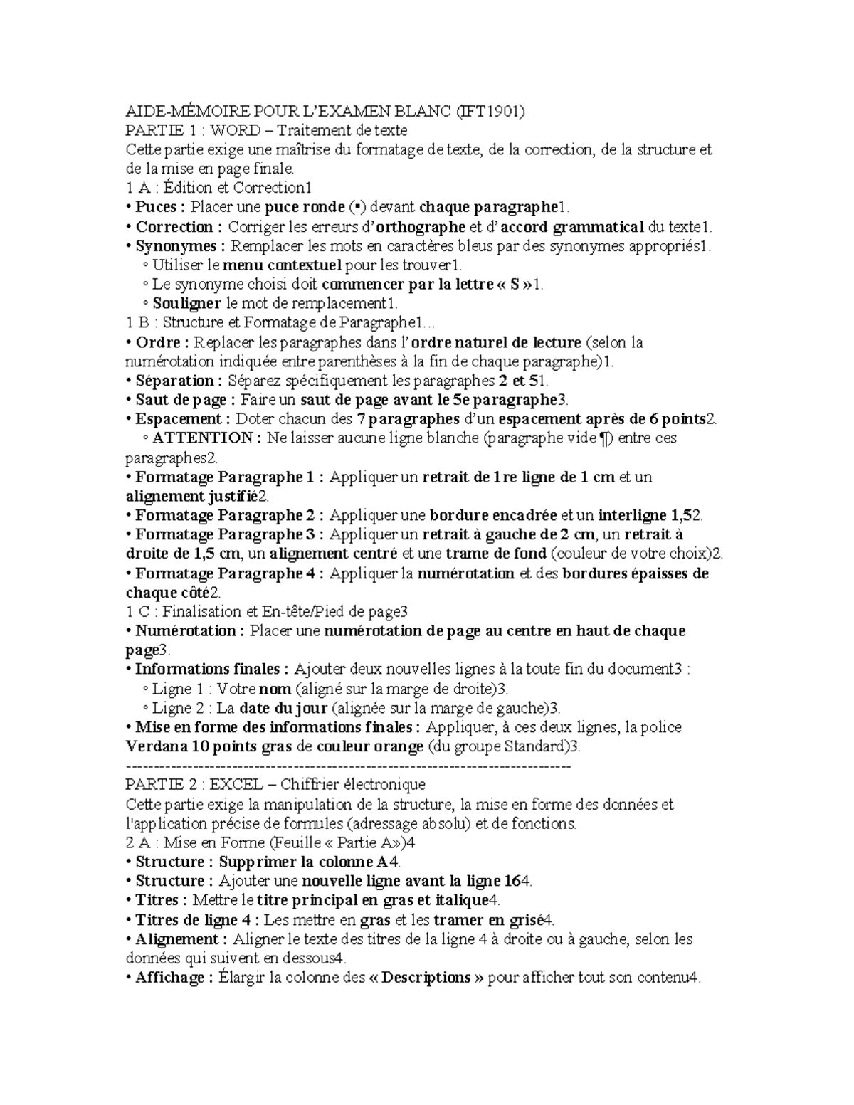 AIDE-MÉMOIRE IFT1901 : FORMATAGE ET STRUCTURE DE DOCUMENTS - Studocu