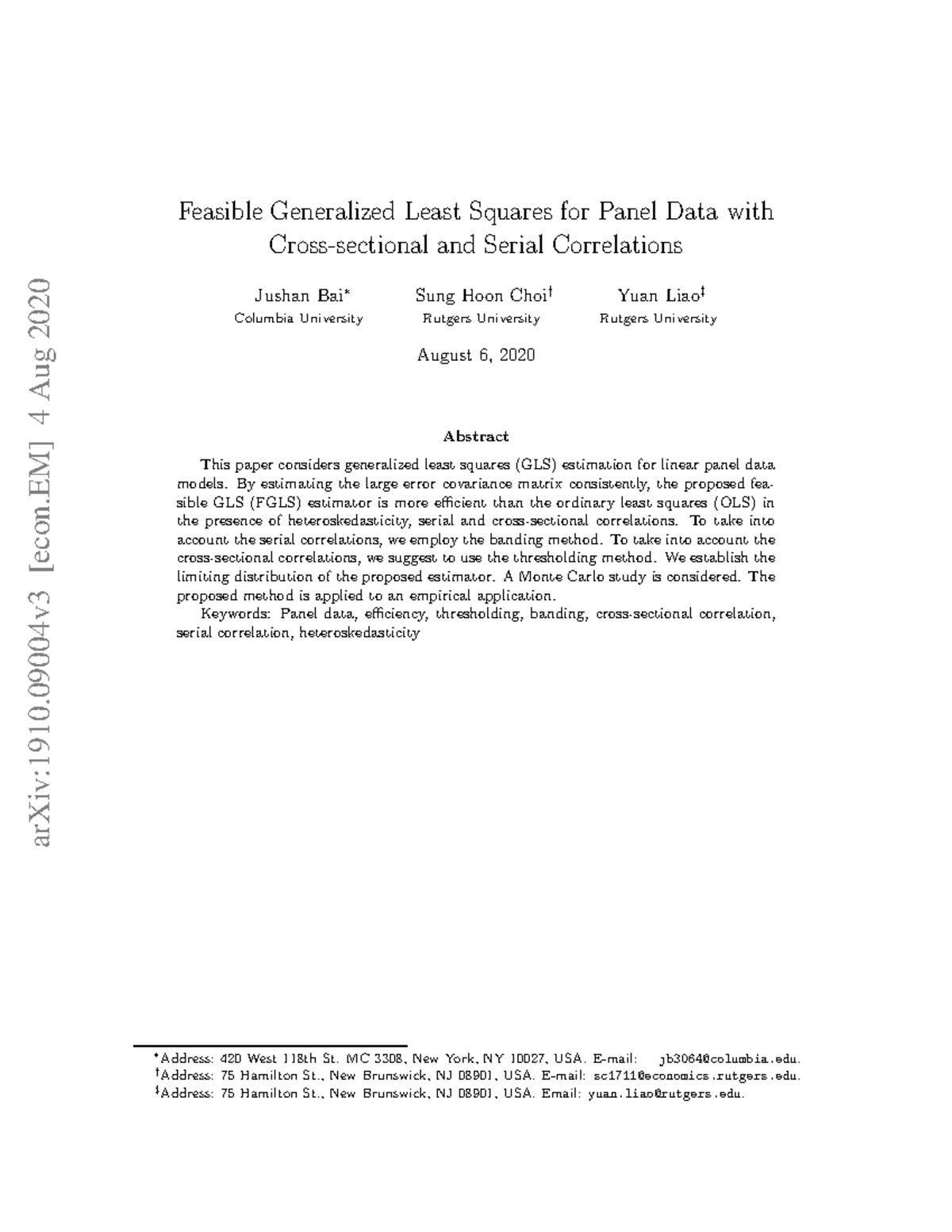 Feasible Generalized Least Squares (FGLS) for Panel Data Analysis - Studocu