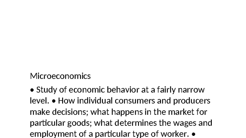 BCA Unit 1: Microeconomics & Macroeconomics Key Concepts and Notes ...