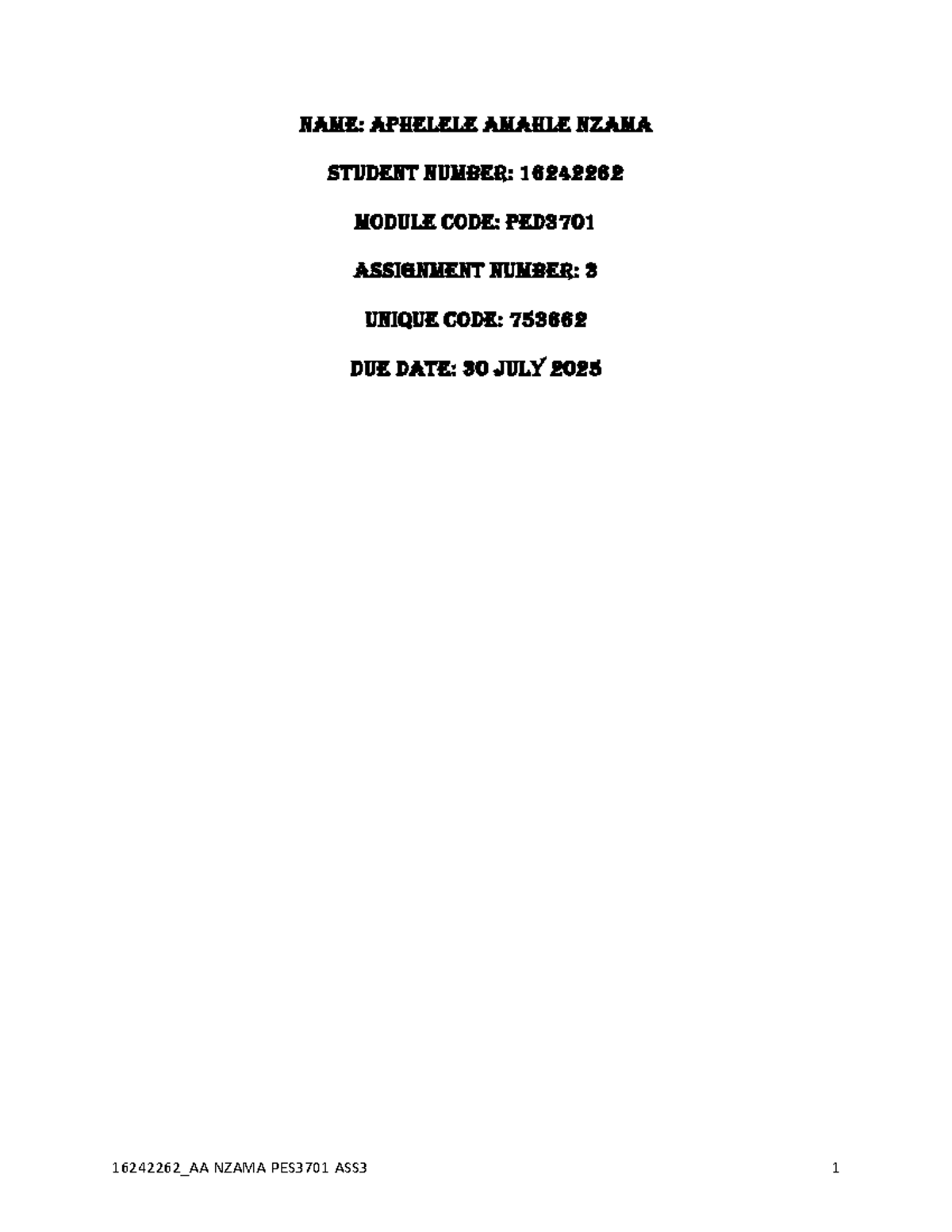Case Study Analysis and PE Program Design for PED3701 ASS3 - Studocu